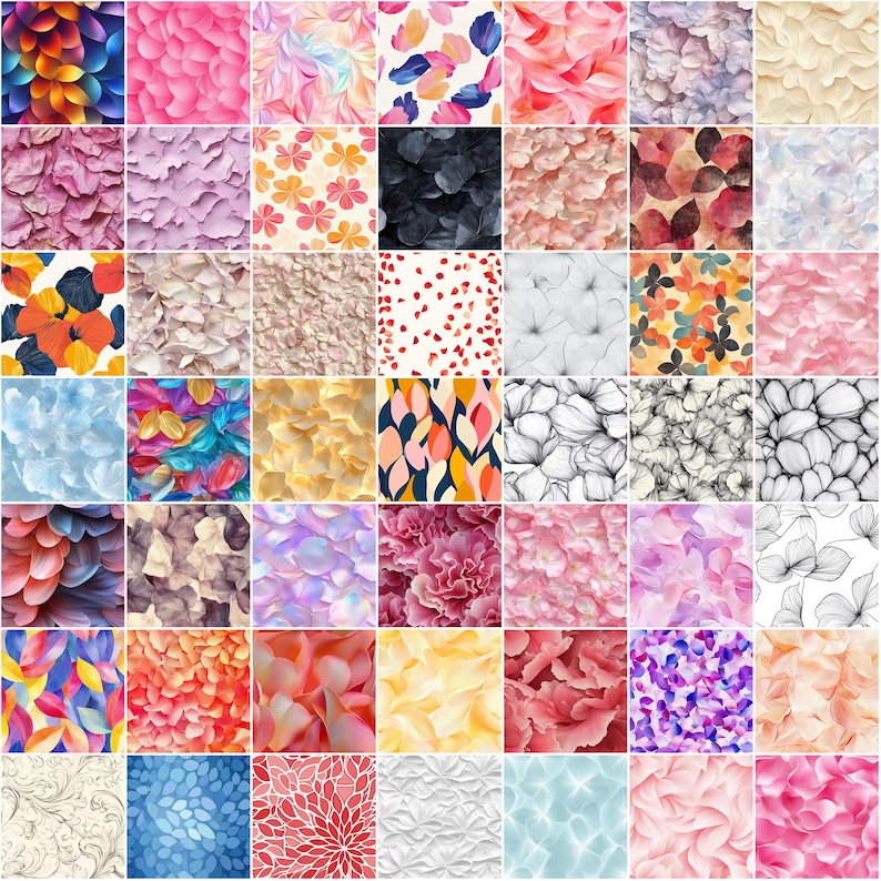 Petal Texture Procreate Brushes: 100+ Seamless Floral Patterns (instant ...