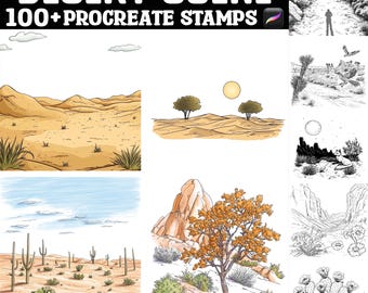 100+ Desert Scene Procreate Stamps | Procreate brushes | Instant Digital Download