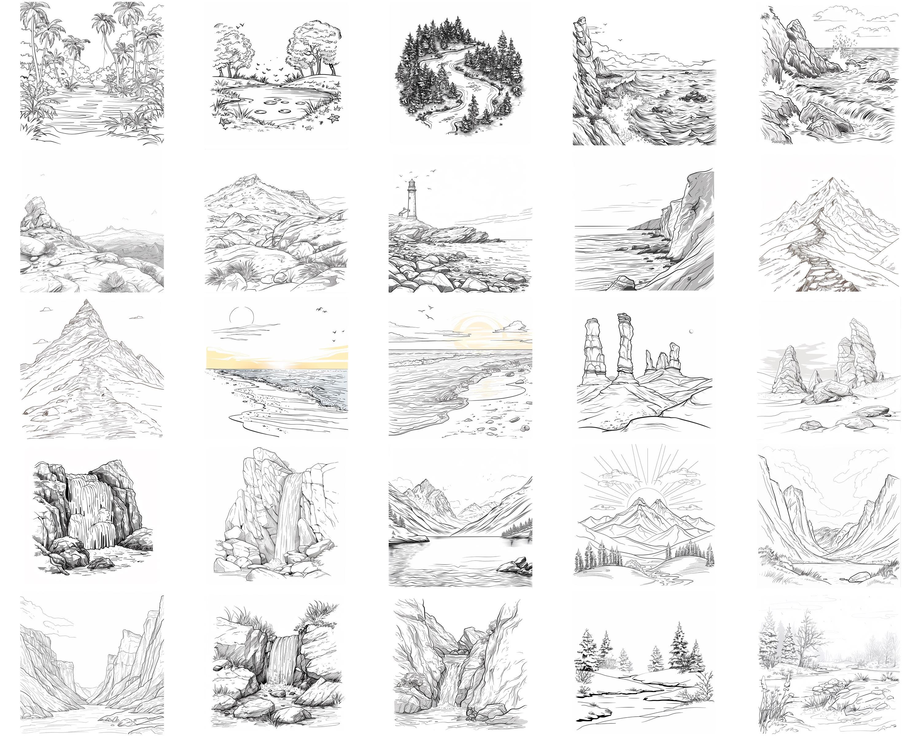 100+ Nature Landscape Procreate Stamps | Procreate Brushes | Instant ...