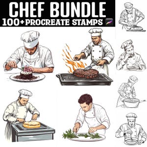 100+ Chef Procreate Stamps | Procreate Brushes | Instant Digital Download