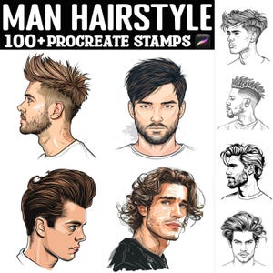 100+ Man Hairstyle Procreate Stempel | Procreate Pinsel | Sofortiger digitaler Download