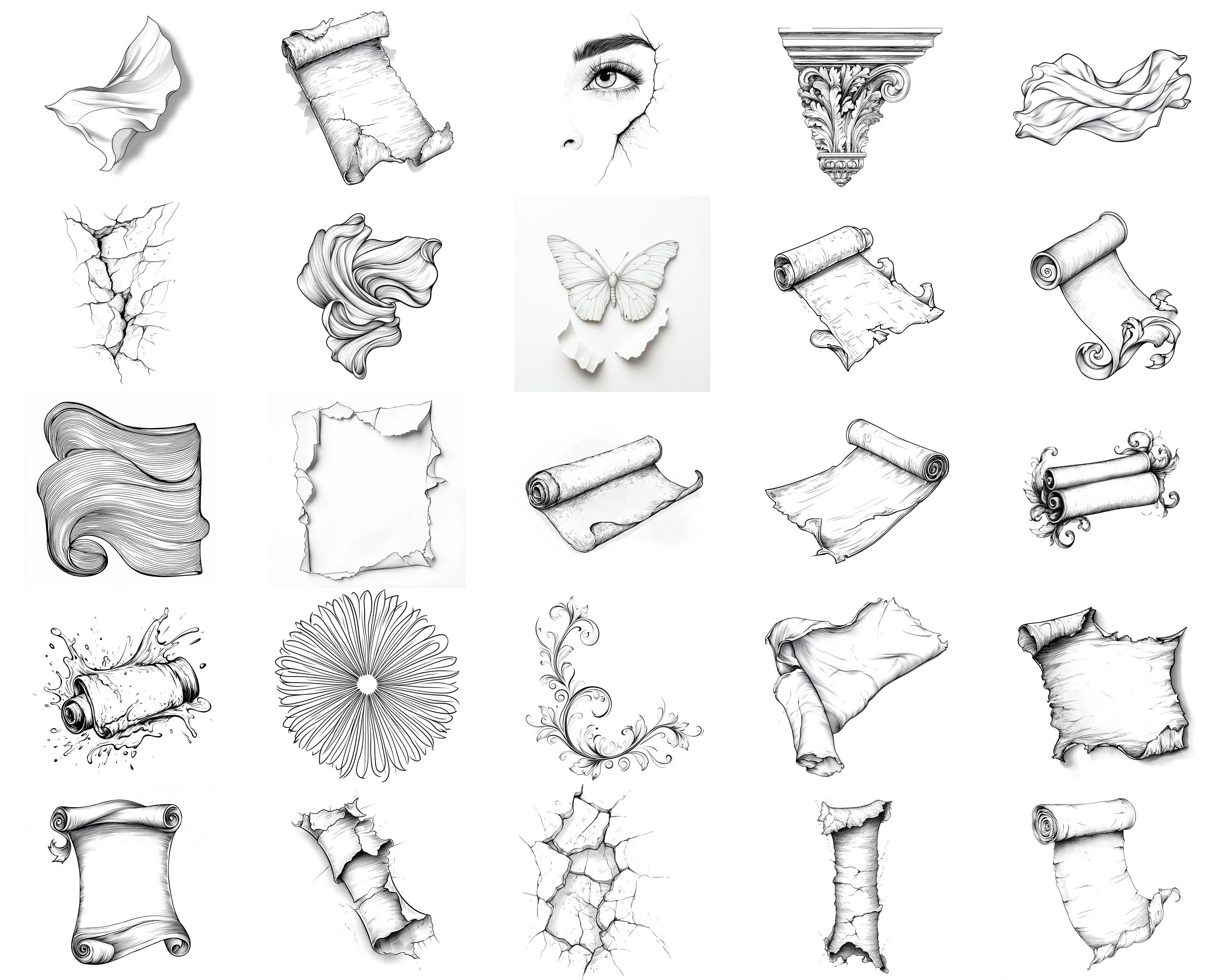 100+ Ripped Scroll Edges Procreate Stamps | Procreate Brushes | Instant ...