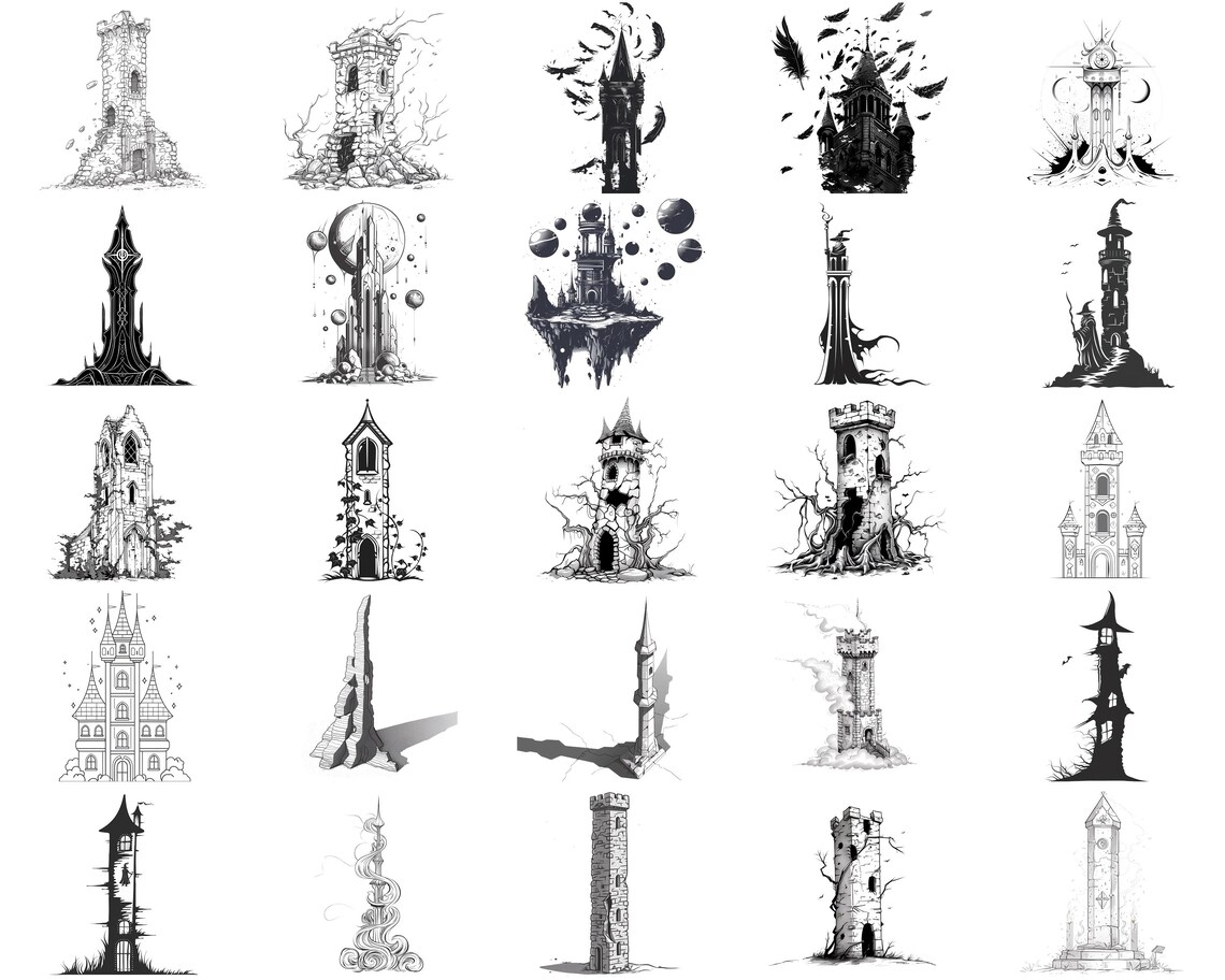 100+ Dark Wizard Towers Procreate Stamps | Procreate Brushes | Instant ...