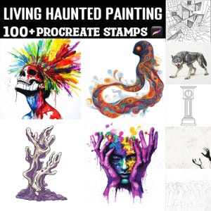 100+ Living Haunted Painting Procreate Stamps | Procreate brushes | Instant Digital Download