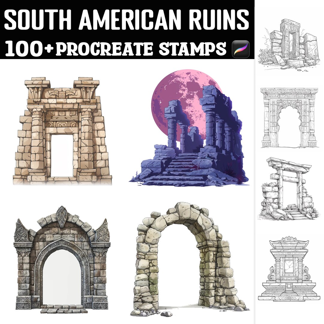 100+ South American Ruins Procreate Stamps | Procreate Brushes ...