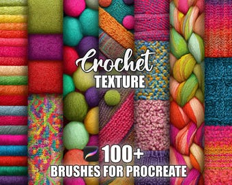 Pinceles de textura de crochet para Procreate: Más de 100 patrones sin costuras (descarga instantánea)