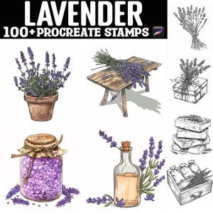 100+ Lavender Procreate Stamps | Procreate Brushes | Instant Digital Download