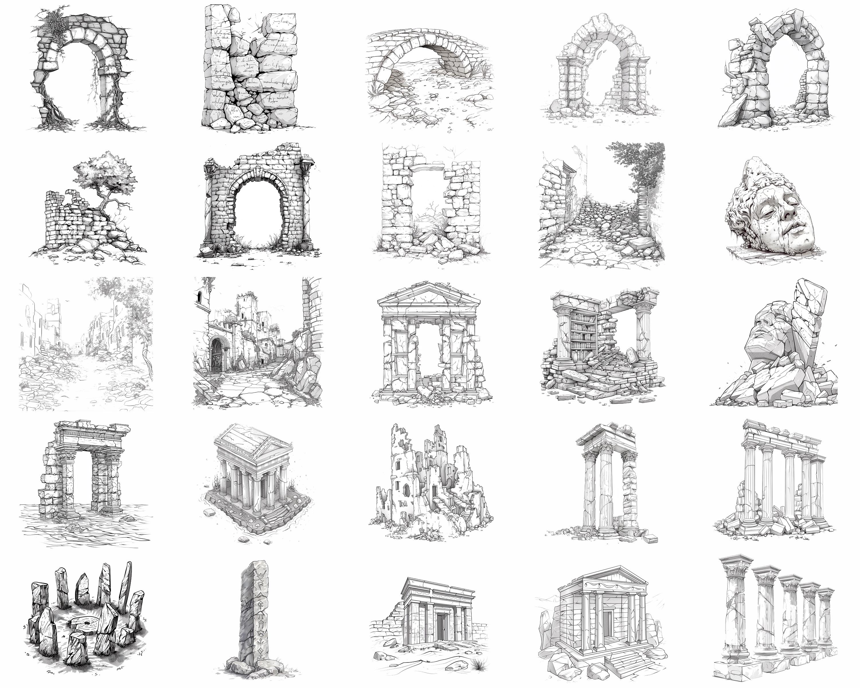 100+ Ancient Ruins Procreate Stamps | Procreate Brushes | Instant ...