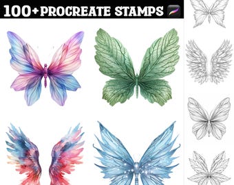 Más de 100 sellos y pinceles de alas de hadas etéreas para Procreate. Descarga digital instantánea.