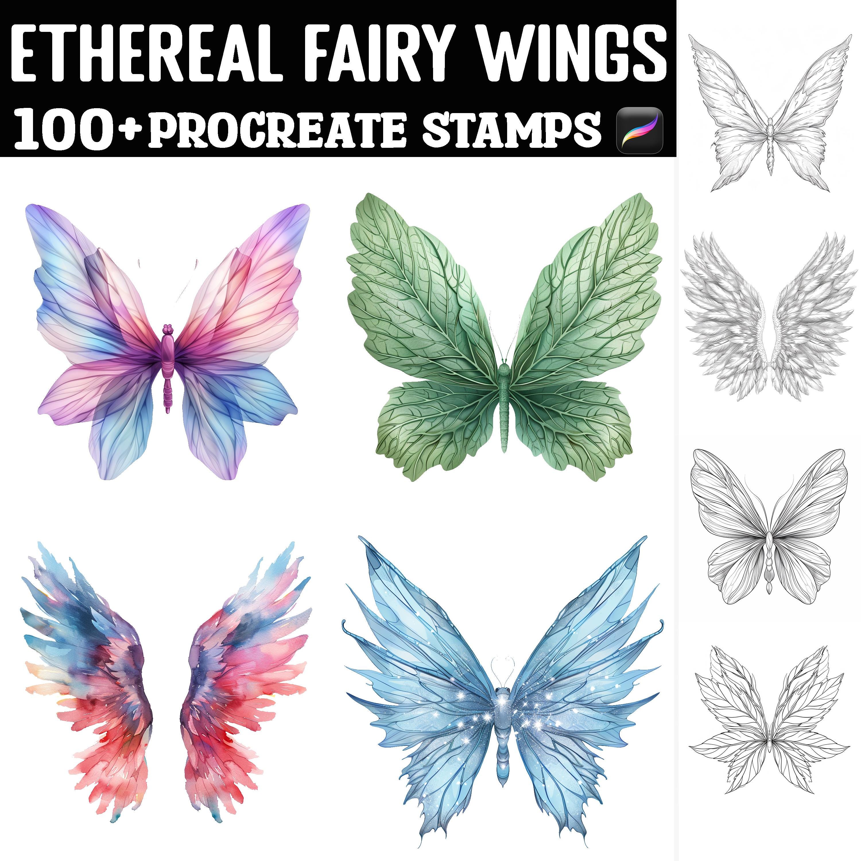 Plus de 100 timbres Procreate ailes de fée éthérées | Pinceaux procréer | Téléchargement numérique instantané