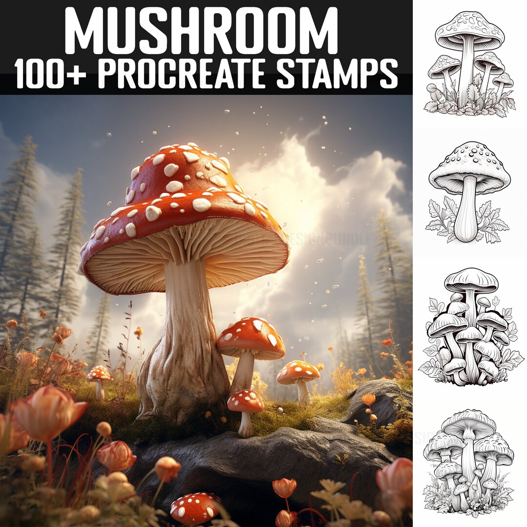 100+ Procreate Mushroom Stamps | Mushroom Guides | Instant Digital ...