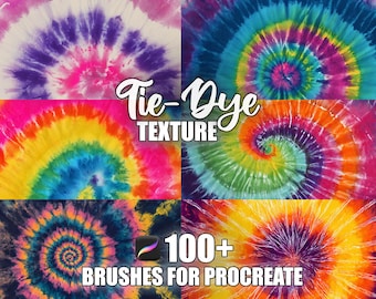 Pinceaux tie-dye Procreate : plus de 100 tampons de texture transparente (téléchargement numérique)