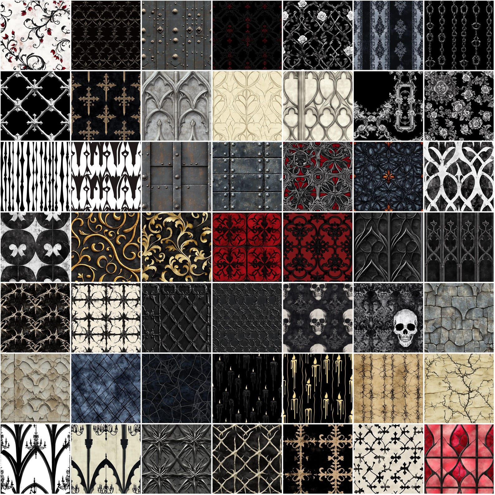 Gothic Texture Procreate Brushes: Seamless Patterns (instant Download ...