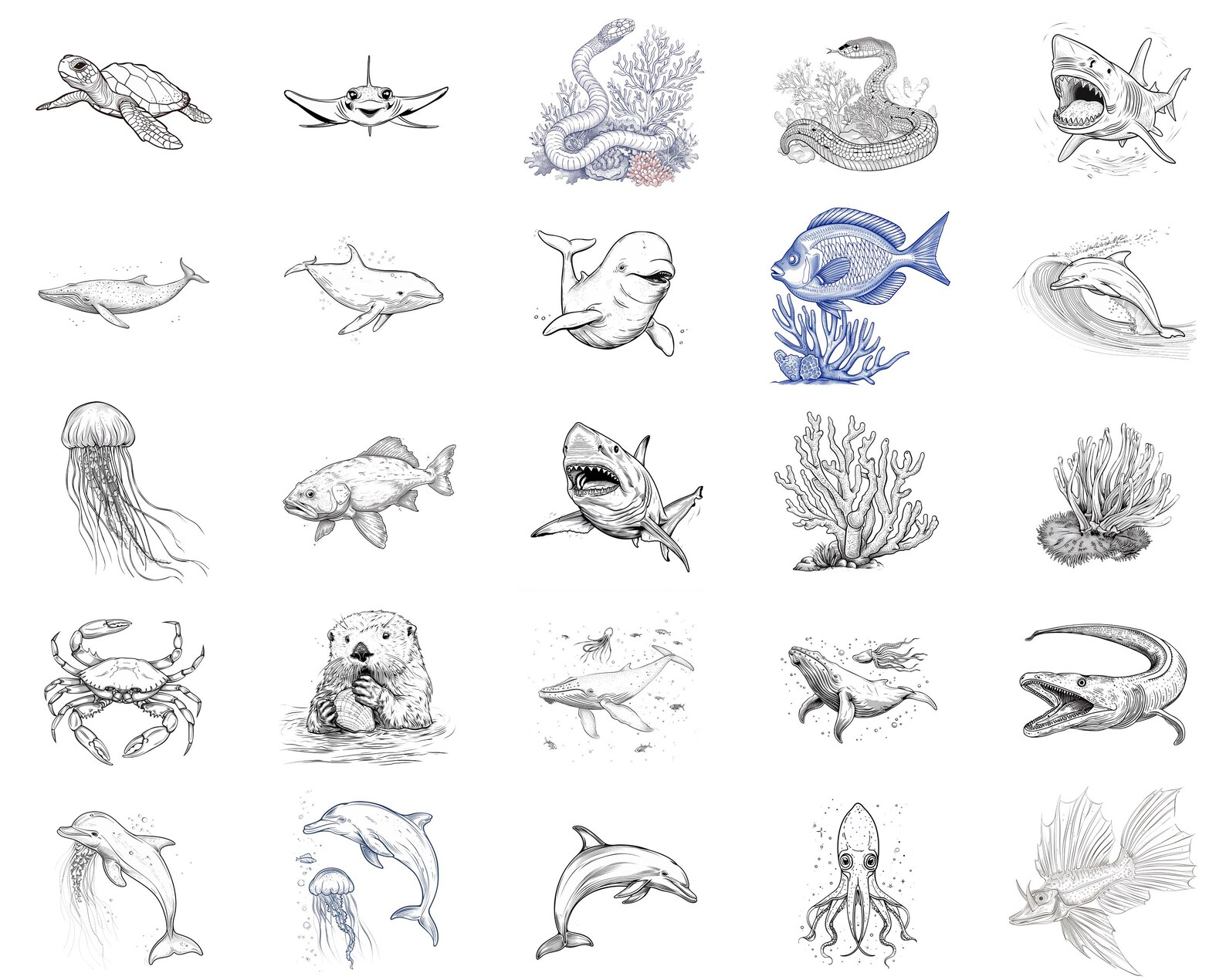 100+ Sea Creatures Procreate Stamps | Procreate Brushes | Instant ...