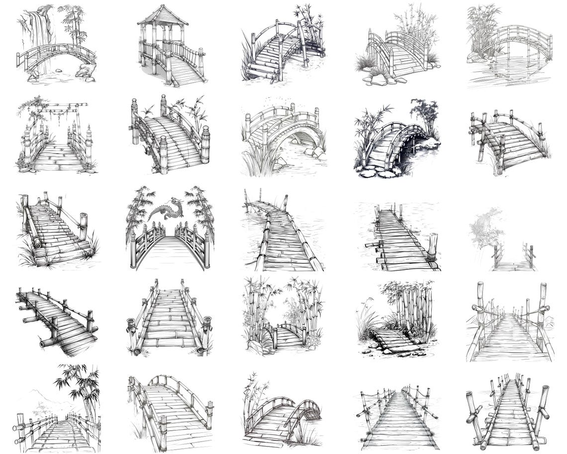 100+ Bamboo Bridges Procreate Stamps | Procreate Brushes | Instant ...