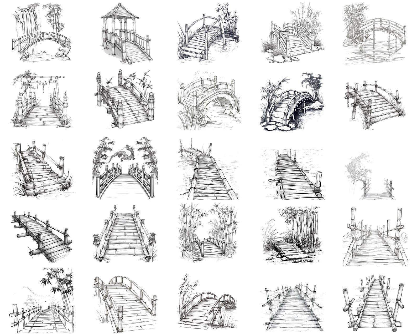 100+ Bamboo Bridges Procreate Stamps | Procreate Brushes | Instant ...