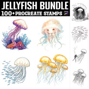 100+ Jellyfish Procreate Stamps | Procreate Brushes | Instant Digital Download