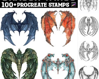 100+ Dragon Wings Procreate Stamps | Procreate Brushes | Instant Digital Download