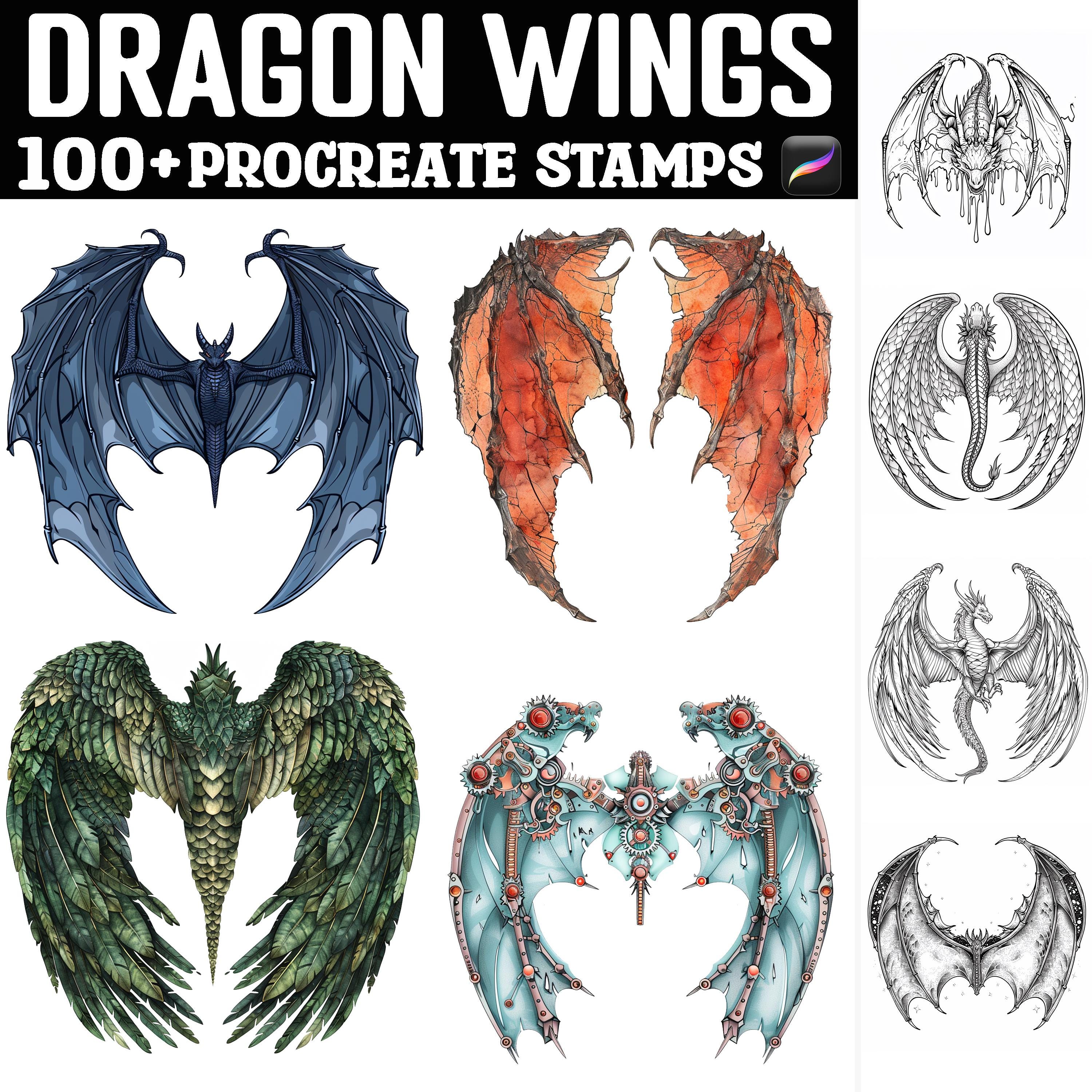 100+ Dragon Wings Procreate Stamps | Procreate Brushes | Instant ...