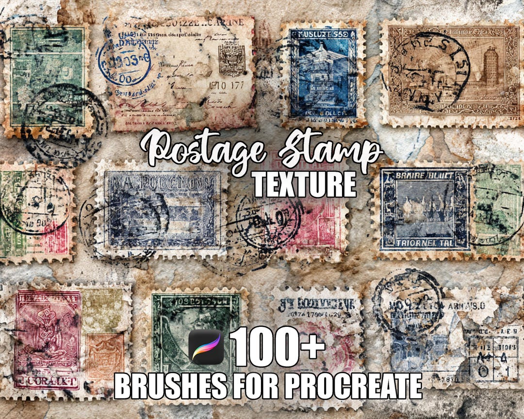 Postage Stamp Texture Brushes: 100+ Procreate Seamless Patterns ...