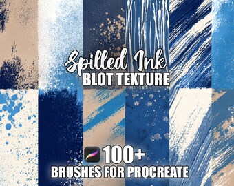 Ink Blot Texture Procreate Brushes: 100+ Seamless Patterns (Digital Download