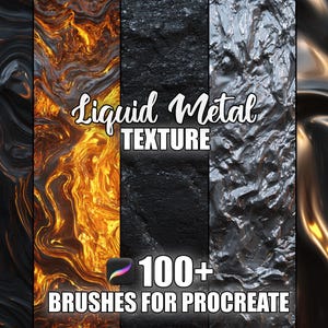 Liquid Metal Texture Procreate Brushes: Seamless Chrome Effects (Instant Download)