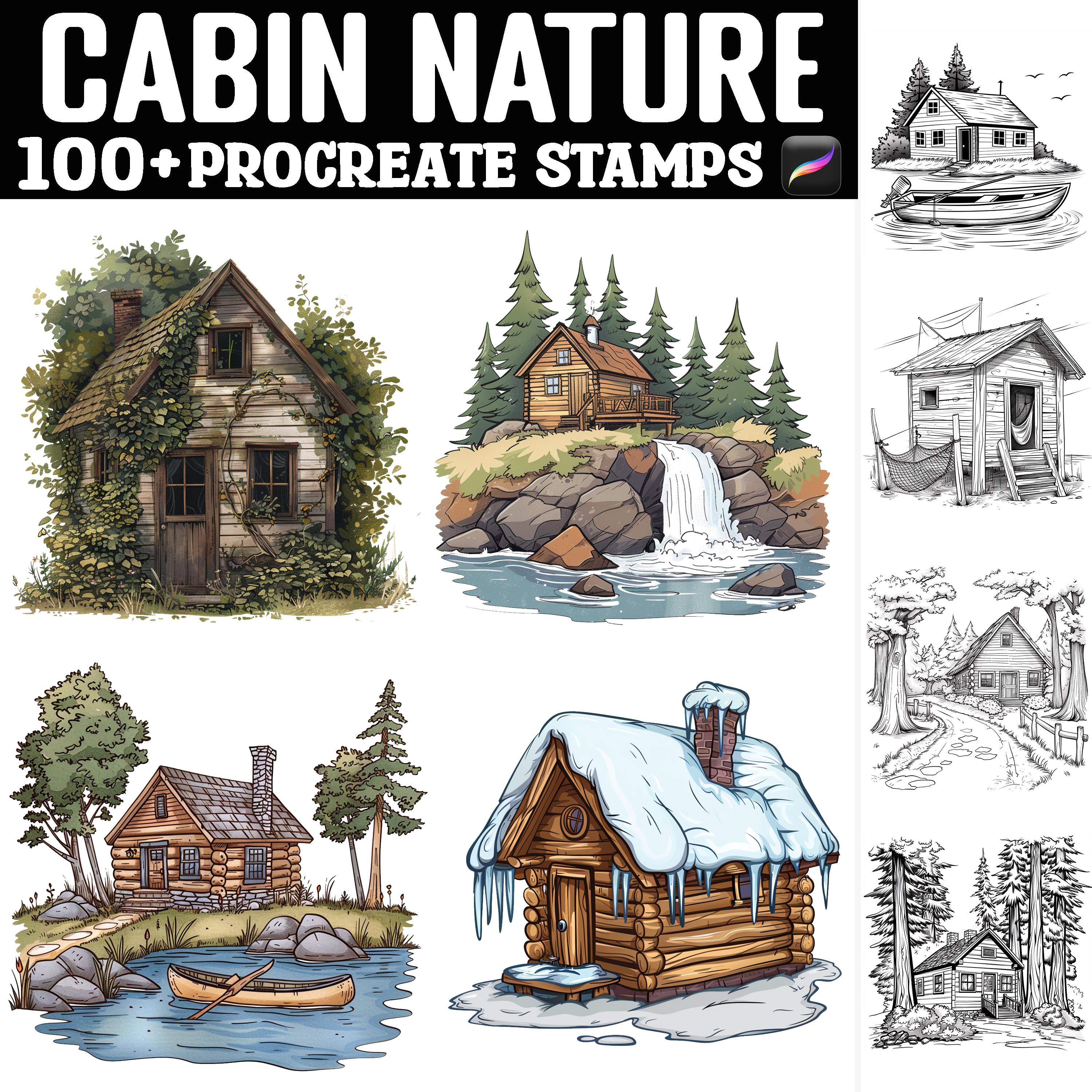 100+ Cabin Nature Procreate Stamps | Procreate Brushes | Instant ...
