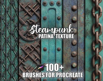 Steampunk Patina Procreate Brushes: 100+ Seamless Texture Stamps (Instant Download)