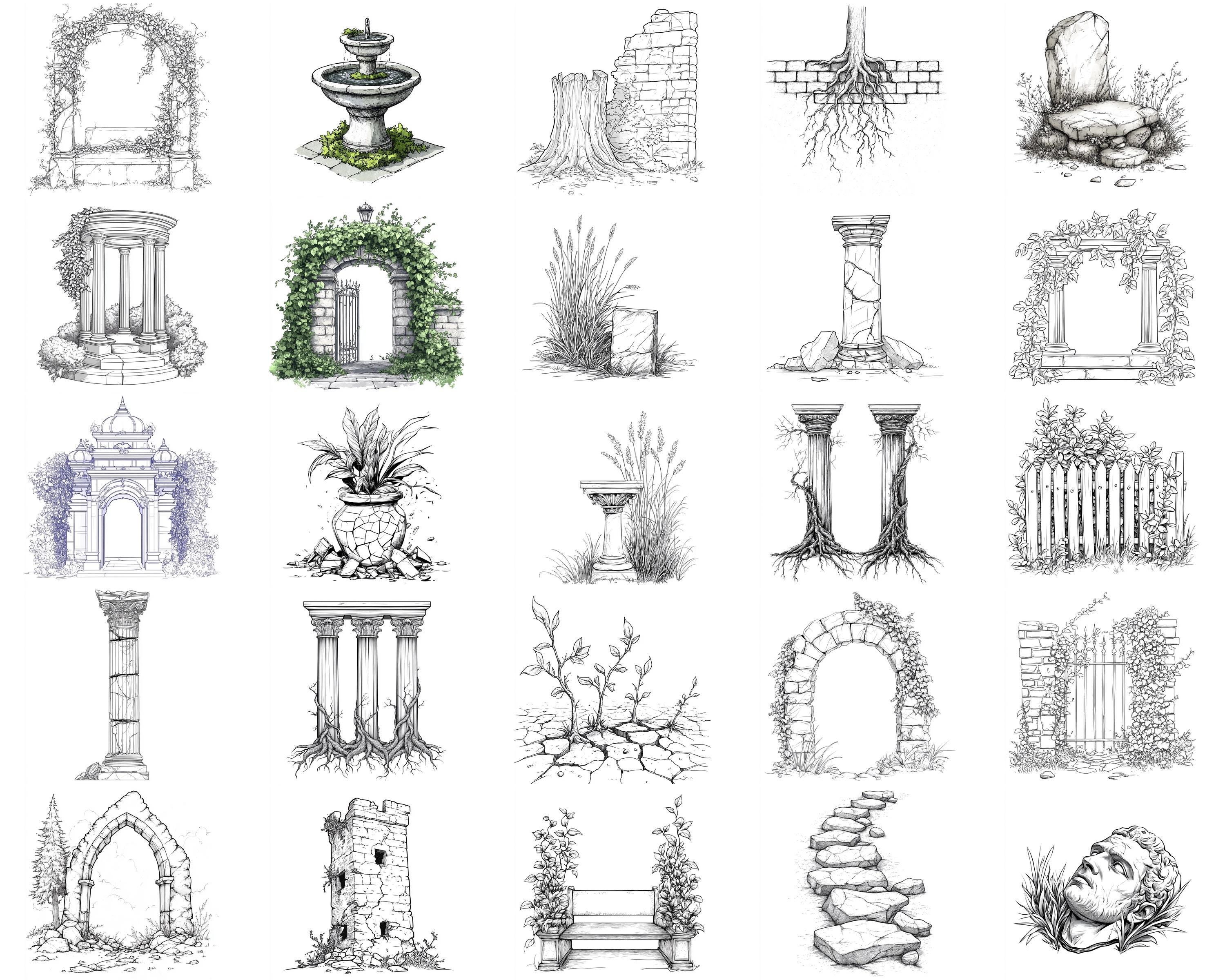 100+ Overgrown Ruins Procreate Stamps | Procreate Brushes | Instant ...