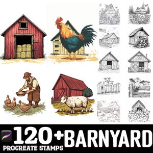 120+ Barnyard Procreate Stamps | Procreate Brushes | Instant Digital Download