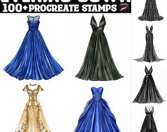 100+ timbri Procreate Evening Gown / Pennelli Procreate / Download digitale istantaneo