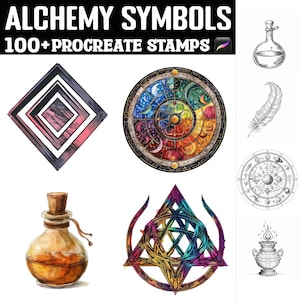 100+ simboli alchemici Procreate Stamps / Pennelli Procreate / Download digitale istantaneo