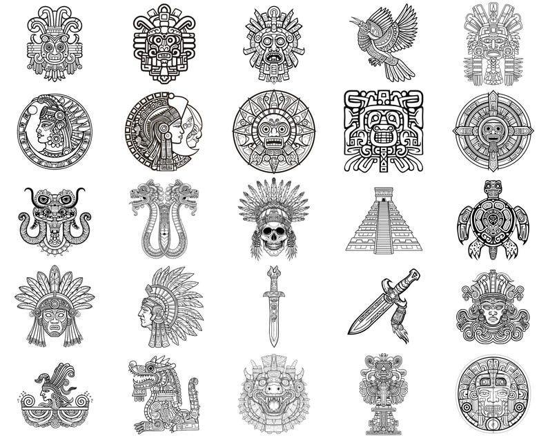 100+ Aztec Symbols Procreate Stamps | Procreate Brushes | Instant ...