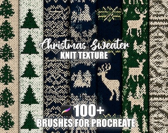 Christmas Sweater Knit Procreate Brushes: Seamless Holiday Patterns (Instant Download)