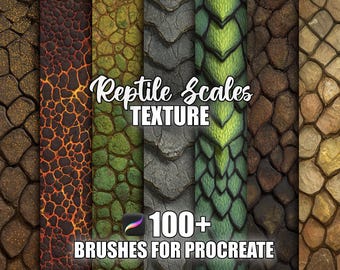 Pinceles de escamas de reptil para Procreate: Más de 100 patrones de texturas sin fisuras (descarga instantánea)