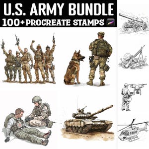 100+ US Army Procreate Stamps | Procreate Brushes | Instant Digital Download