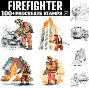 100+ Firefighter Procreate Stamps | Procreate Brushes | Instant Digital Download