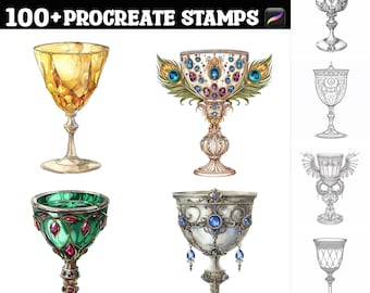100+ Jewel Encrusted Goblets Procreate Stamps | Procreate Brushes | Instant Digital Download