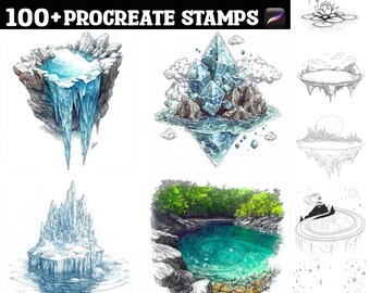 100+ Crystal Clear Floating Lake Procreate Stamps | Procreate Brushes | Instant Digital Download