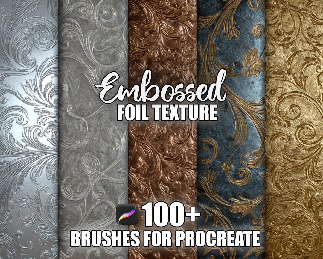 100+ Embossed Foil Texture Procreate Pattern Brushes | Seamless ...