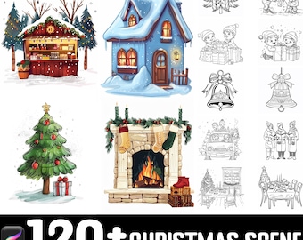 Más de 120 sellos navideños de Procreate, pinceles de Procreate y descarga digital instantánea