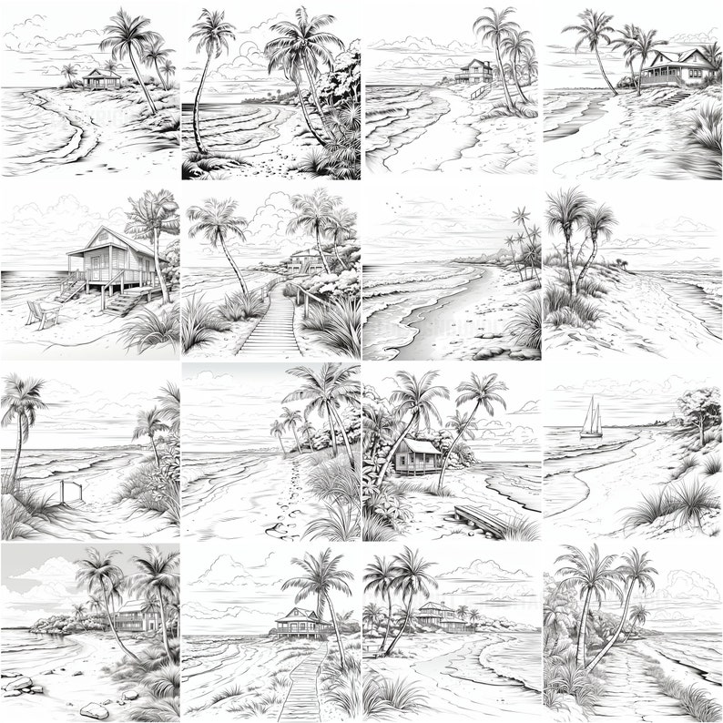 100+ Beach Scene Procreate Stamps | Beach Life Guides | Instant Digital ...