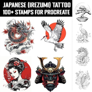 100+ Japanese (Irezumi) Tattoo Procreate Stamp | Procreate Brush Bundle | Instant Digital Download