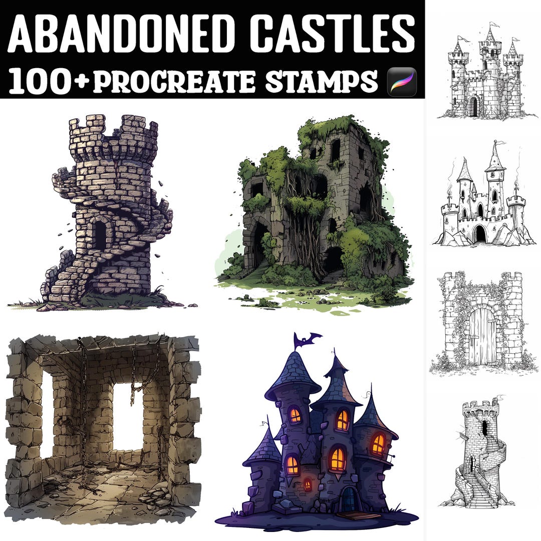 100+ Abandoned Castles Procreate Stamps | Procreate Brushes | Instant ...