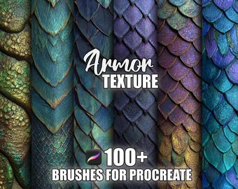 Armor Texture Procreate Brushes: 100+ Seamless Medieval & Sci-Fi Patterns (Instant Download)