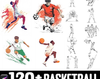 120+ Koszykówka Procreate Znaczki | Procreate Pędzle | Natychmiastowe Pobieranie Cyfrowe