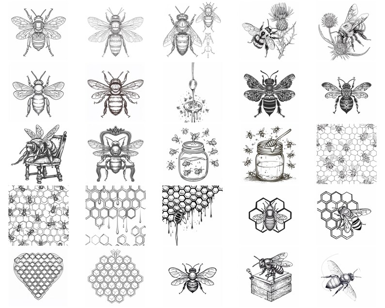 100+ Beehive and Bees Procreate Stamps | Procreate Brushes | Instant ...
