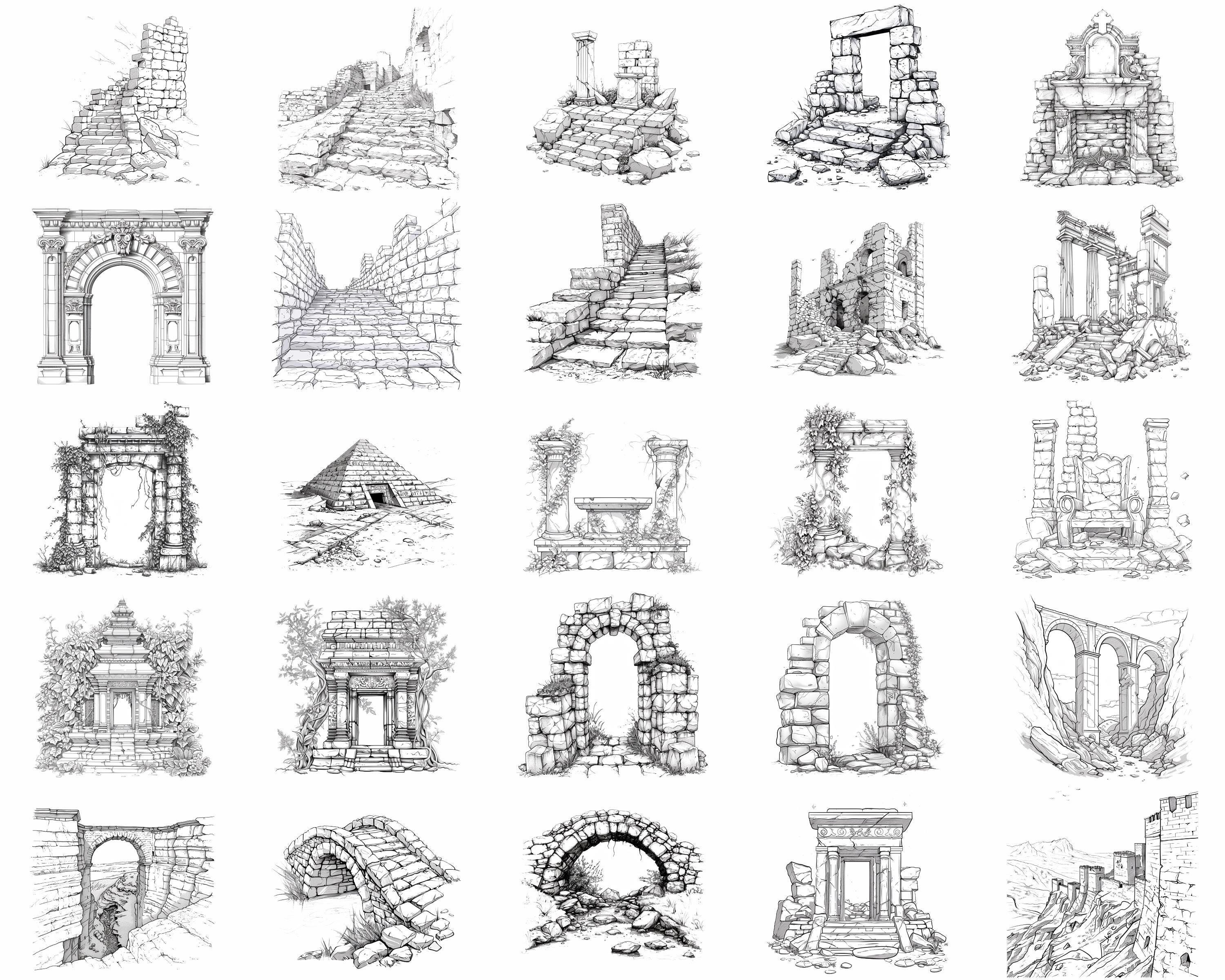 100+ Ancient Ruins Procreate Stamps | Procreate Brushes | Instant ...