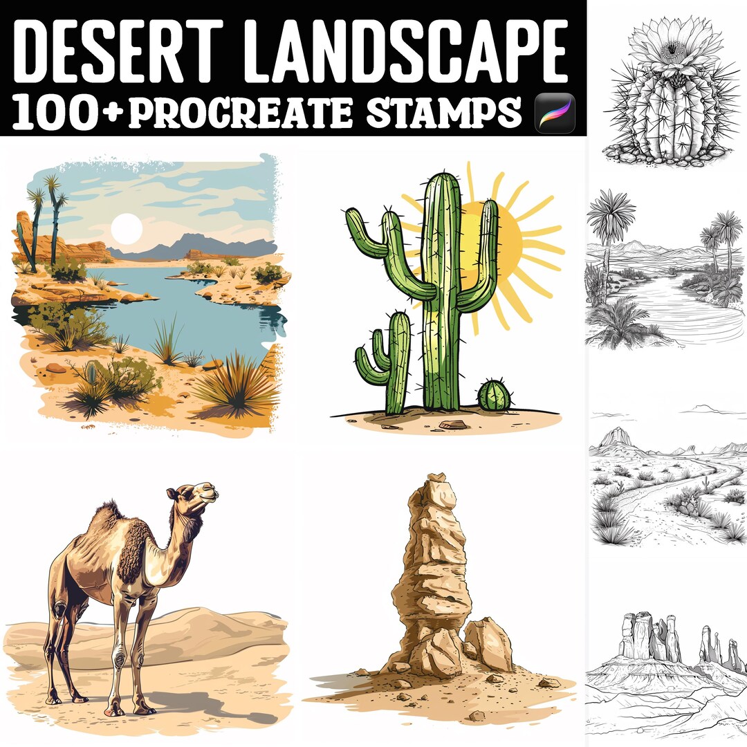100+ Desert Landscape Procreate Stamps | Procreate Brushes | Instant ...