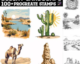 100+ Desert Landscape Procreate Stamps | Procreate Brushes | Instant Digital Download